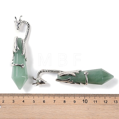 Natural Green Aventurine Faceted Pointed Bullet Big Pendants G-L524-19P-10-1