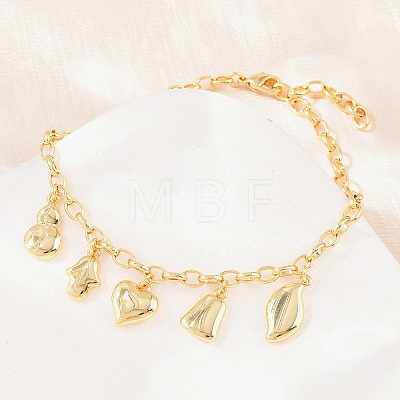 Brass Charm Bracelets BJEW-F545-01B-G-1