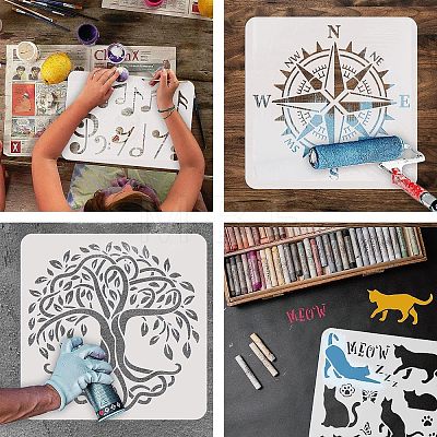 Large Plastic Reusable Drawing Painting Stencils Templates DIY-WH0172-711-1