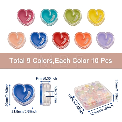 Craftdady 90Pcs 9 Colors Transparent Enamel Acrylic Beads TACR-CD0001-06-1