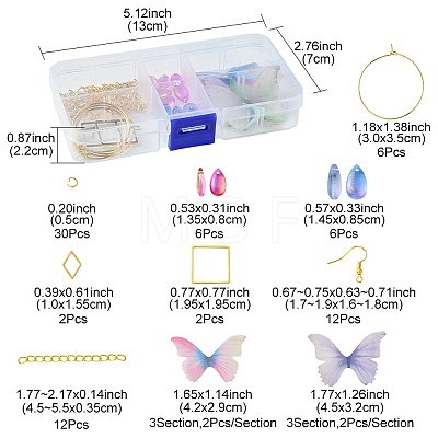 DIY Polyester Butterfly & Stainless Steel Dangle Earring Making Kits DIY-FS0006-32-1