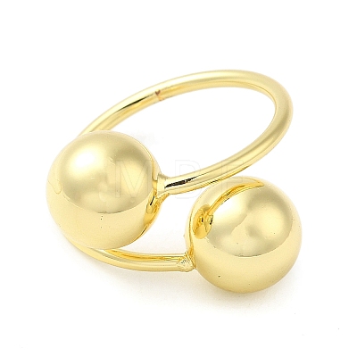 Rack Plating Brass Round Ball Cuff Rings RJEW-D015-01G-1