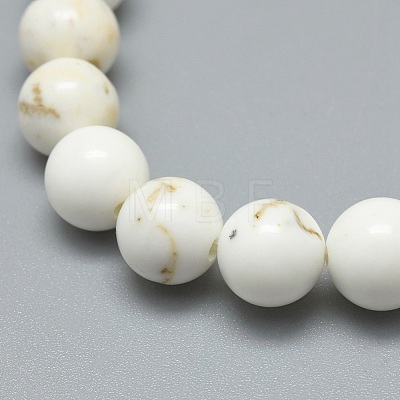 Natural Magnesite Bead Stretch Bracelets X-BJEW-K212-A-008-1