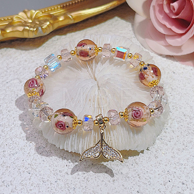 1 Strand Handmade Glod Sand Lampwork Beads Strands LAMP-PA0001-77C-1