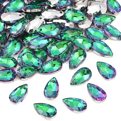 Faceted Teardrop Glass Pendants GLAA-O008-A21-1