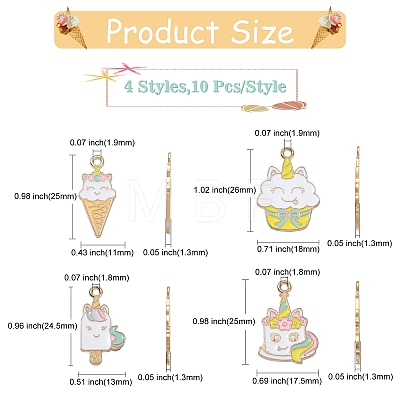 40Pcs 4 Styles Alloy Enamel Pendants ENAM-CJ0003-18-1