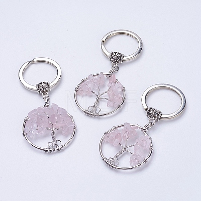 Natural Rose Quartz Keychain KEYC-E023-03E-1