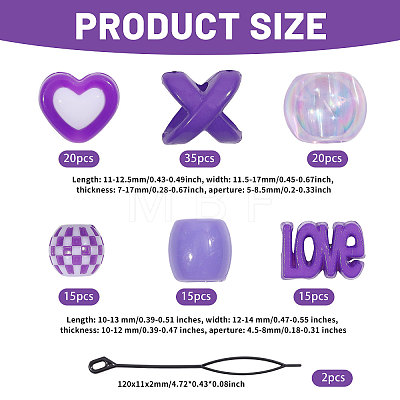 2Bags 2 Styles Resin Hair Beads for Hair Braiding Tool DIY-CA0008-38B-1