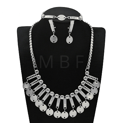 Alloy Chain Necklaces & Stud Earrings & Bracelets Sets FS-WG5EDEB-04-1