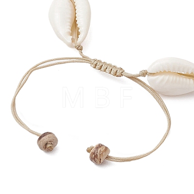 Ocean Theme Adjustable Cowrie Shell & Coconut Braided Bead Bracelets BJEW-JB11461-02-1