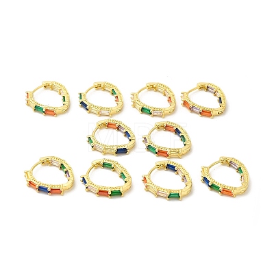 Cubic Zirconia Rectangle Hoop Earrings EJEW-E270-09G-02-1