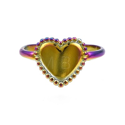 304 Stainless Steel Heart Cuff Ring RJEW-N038-108-1