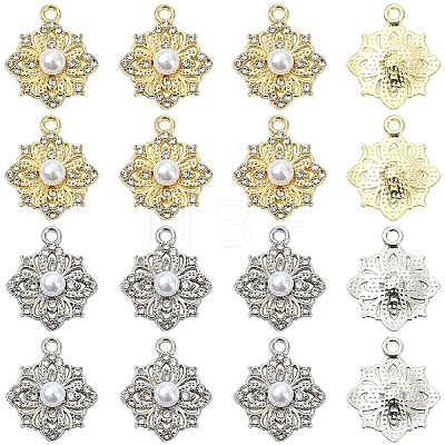 20Pcs 2 Colors Flower Alloy Rhinestone Pendants FIND-YW0011-39-1