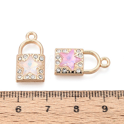 Rack Plating Alloy Rhinestone & Glass Pendants PALLOY-T092-90M-G-1