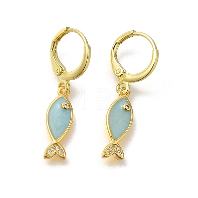 Brass Clear Cubic Zirconia Hoop Earrings EJEW-M045-02G-01-1