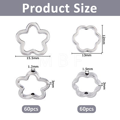 120Pcs 2 Styles Alloy Bead Frame FIND-FH0016-61-1