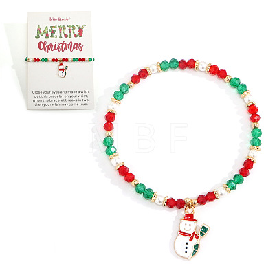 Christmas 304 Stainless Steel Enamel Charm Bracelets UB9806-11-1