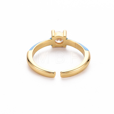 Brass Enamel Cuff Rings RJEW-T016-26F-NF-1