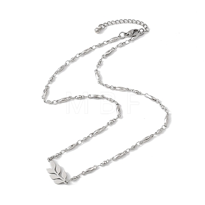 201 Stainless Steel Leaf Pendant 304 Stainless Steel Chain Necklaces NJEW-JN05674-1
