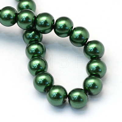 Baking Painted Pearlized Glass Pearl Round Bead Strands HY-Q330-8mm-75-1