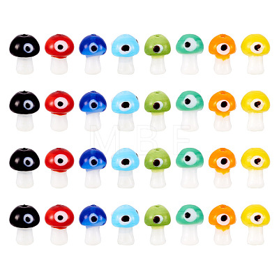 Craftdady 32Pcs 8 Colors Handmade Evil Eye Lampwork Beads LAMP-CD0001-20-1