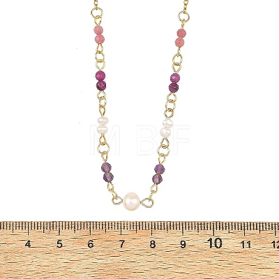 304 Stainless Steel with Natural Mixed Gemstone Pendant Necklaces NJEW-JN06653-01-1