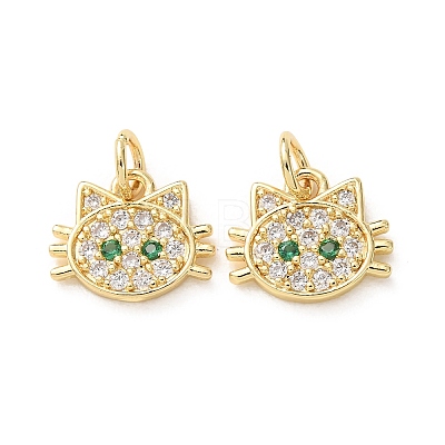 Brass Micro Pave Green Cubic Zirconia Charms CU-E003-18G-10-1