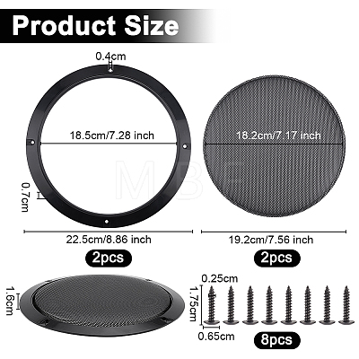 Round Iron with Plastic Mesh Speaker Grills Covers DIY-WH0430-395-1