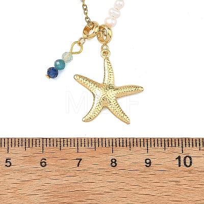 Stainless Steel with Natural Mixed Gemstone Pendant Necklaces NJEW-JN06652-1