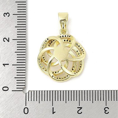 Brass Micro Pave Clear Cubic Zirconia European Dangle Charms Bails KK-K297-54G-1