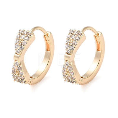 Brass Micro Pave Clear Cubic Zirconia Hoop Earrings EJEW-S234-03G-1