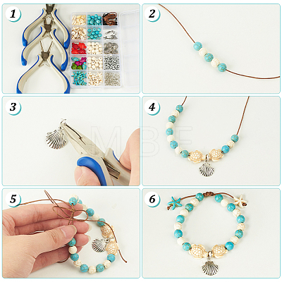   DIY Synthetic Turquoise Bracelet Necklace Making Kit DIY-PH0022-47-1