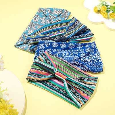 4Pcs 4 Styles Yoga Cloth Exercise Elastic Headbands OHAR-TA0001-16-1