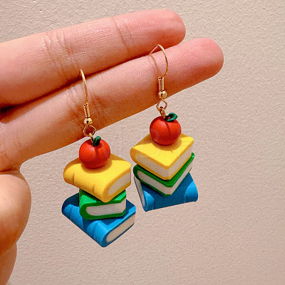 Handmade Polymer Clay & 304 Stainless Steel Dangle Earrings WG8A15F-01-1