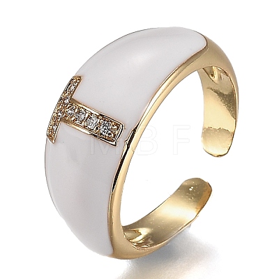 Brass Micro Pave Clear Cubic Zirconia Cuff Rings RJEW-H538-03G-T-1