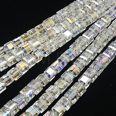 Electroplate Glass Beads Strands EGLA-D018-6x6mm-M3-1