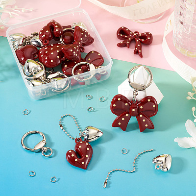 DIY Heart Bowknot Keychain Making Kits DIY-TA0015-61-1