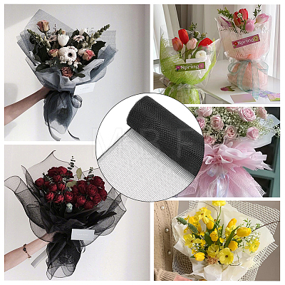 Plastic Grid Mesh Flower Bouquets Wrapping Paper DIY-WH0308-539B-1