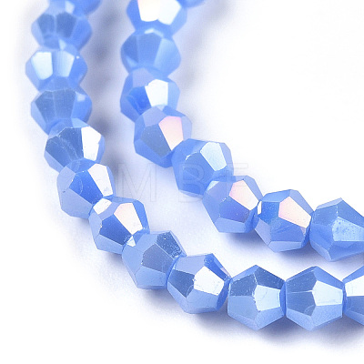 Opaque Solid Color Electroplate Glass Beads Strands EGLA-A039-P2mm-B19-1