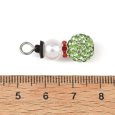 Christmas Handmade Polymer Clay with Rhinestone Pendants PALLOY-JF06037-01-1