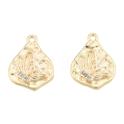 Brass Micro Pave Clear Cubic Zirconia Charms KK-N231-408-1