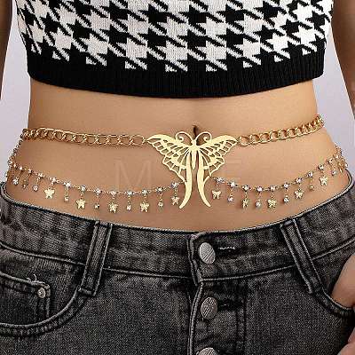 Alloy Double Layer Butterfly Tassel Sexy Waist Chains WG4FFDE-01-1