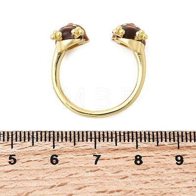 Christmas Brass Enamel Cuff Rings for Women RJEW-L336-04G-01-1