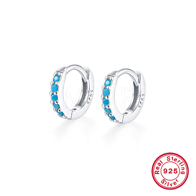 925 Silver Hoop Earrings with Zircon Stone Round Geometric Unisex Jewelry GK7138-13-1