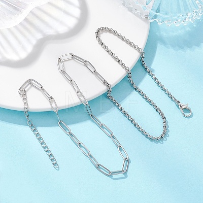 304 Stainless Steel Paperclip Chain Rolo Chain Necklaces NJEW-JN05771-1