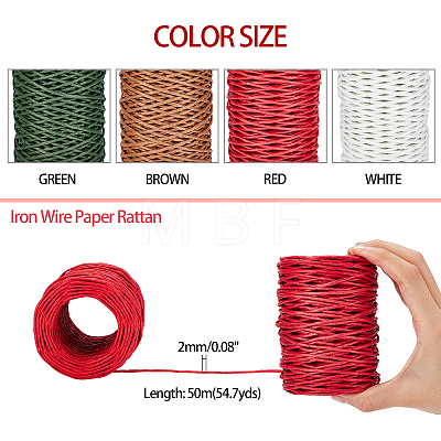 Handmade Iron Wire Paper Rattan & Iron Wire Paper Cords String OCOR-PH0003-77-1