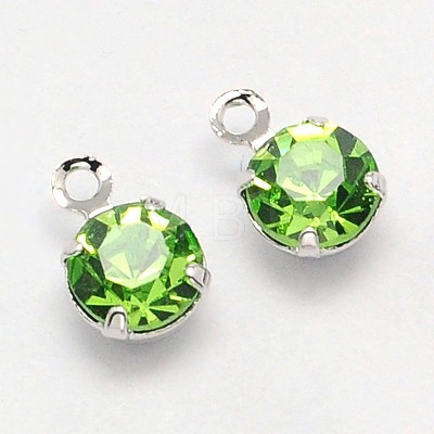 Flat Round Brass Micro Pave Cubic Zirconia Charms ZIRC-F017A-10-1