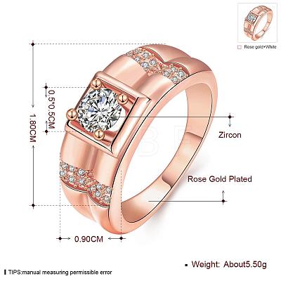 Real Rose Gold Plated Brass Cubic Zirconia Wide Band Rings For Men RJEW-BB06407-10RG-1