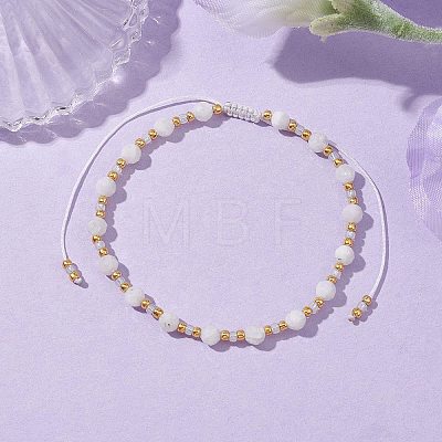 Adjustable Natural Rainbow Moonstone & Glass Braided Bead Bracelet BJEW-JB10137-04-1
