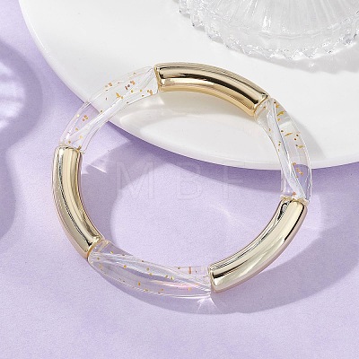 UV Plating Acrylic Beads Stretch Bracelets for Women BJEW-JB12950-1